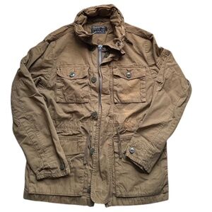 J Crew Jacket Field Mechanics Brown Size M Hood Utility Military READ